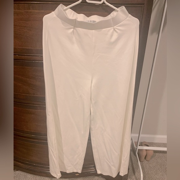 Saks Fifth Patrizia Luca Solid White Wide Leg Pants Elastic Stretch Palazzo S - Picture 7 of 7
